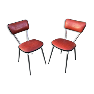 pair of chairs simili Skaï mid century vintage 1960