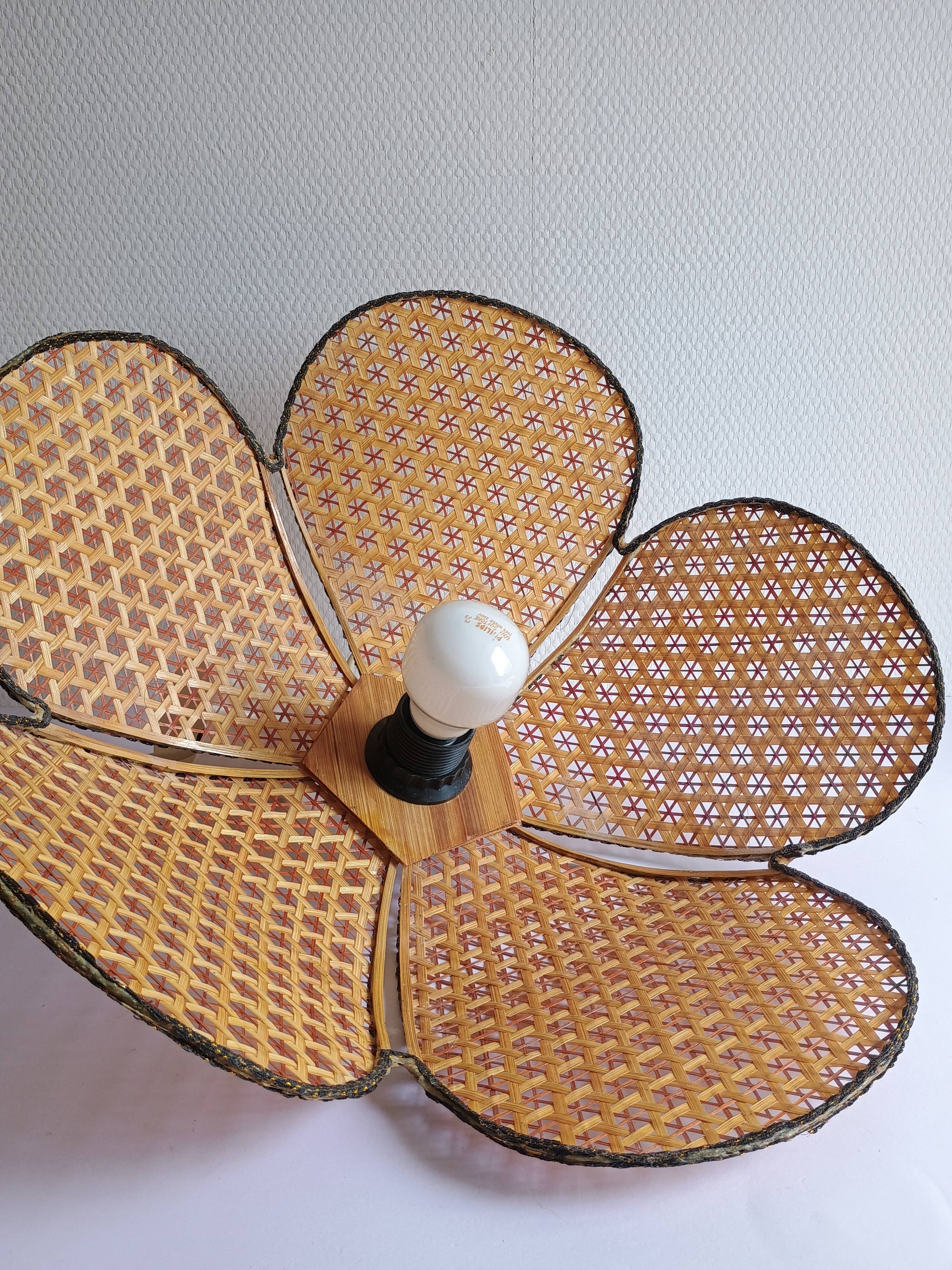 Lustre pétales bambou cannage vintage