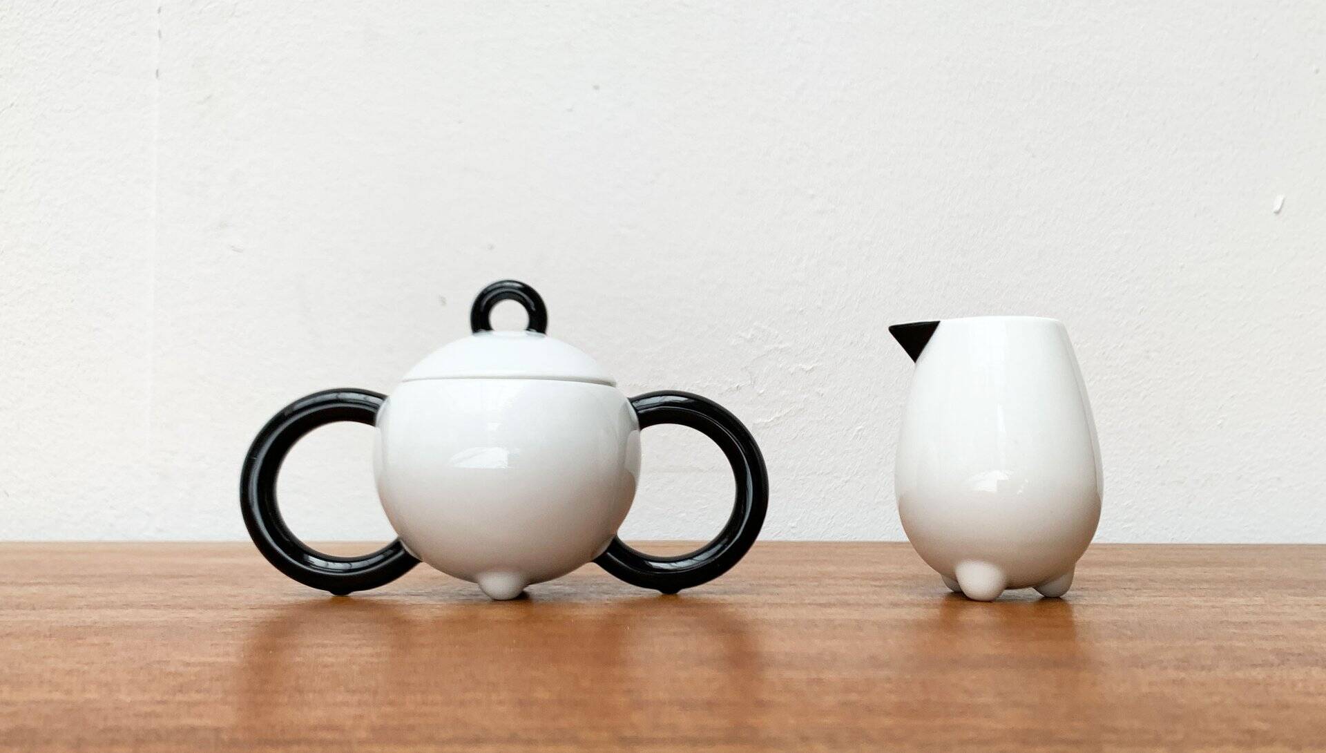 Pot à sucre et tasse à lait de la série Fantasia postmoderne allemande vintage par Matteo Thun pour Arzberg, années 1980, ensemble de 2