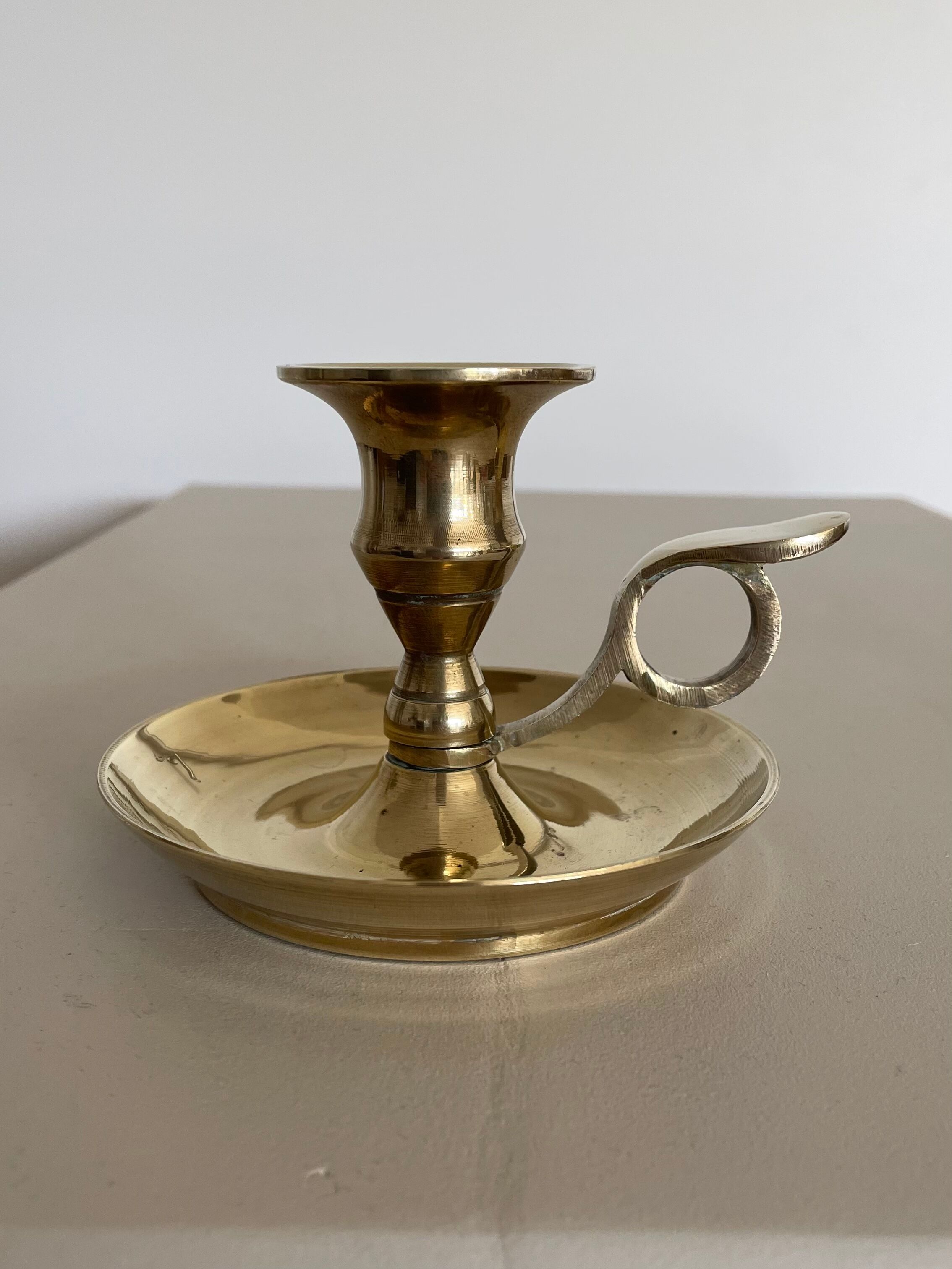Brass candle holder cellar rat