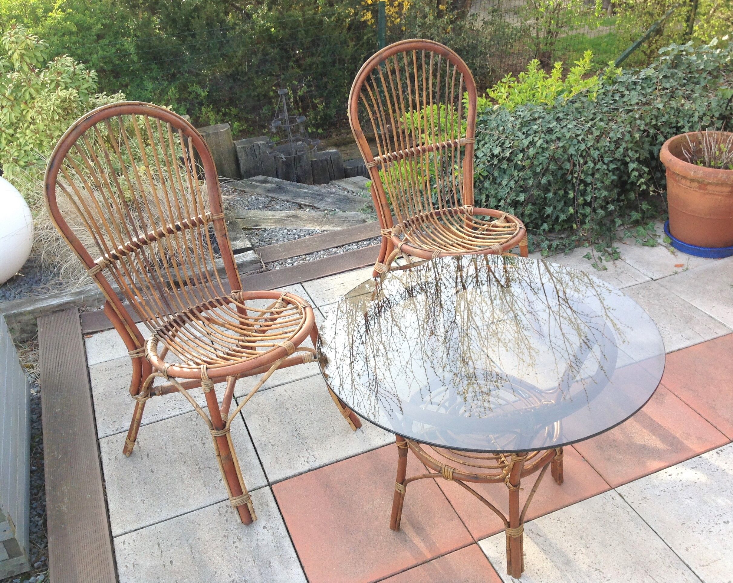 Rattan garden furniture / vintage 60s-70s