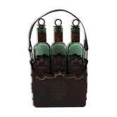 Ensemble 3 bouteilles avec porte-bouteilles en cuir