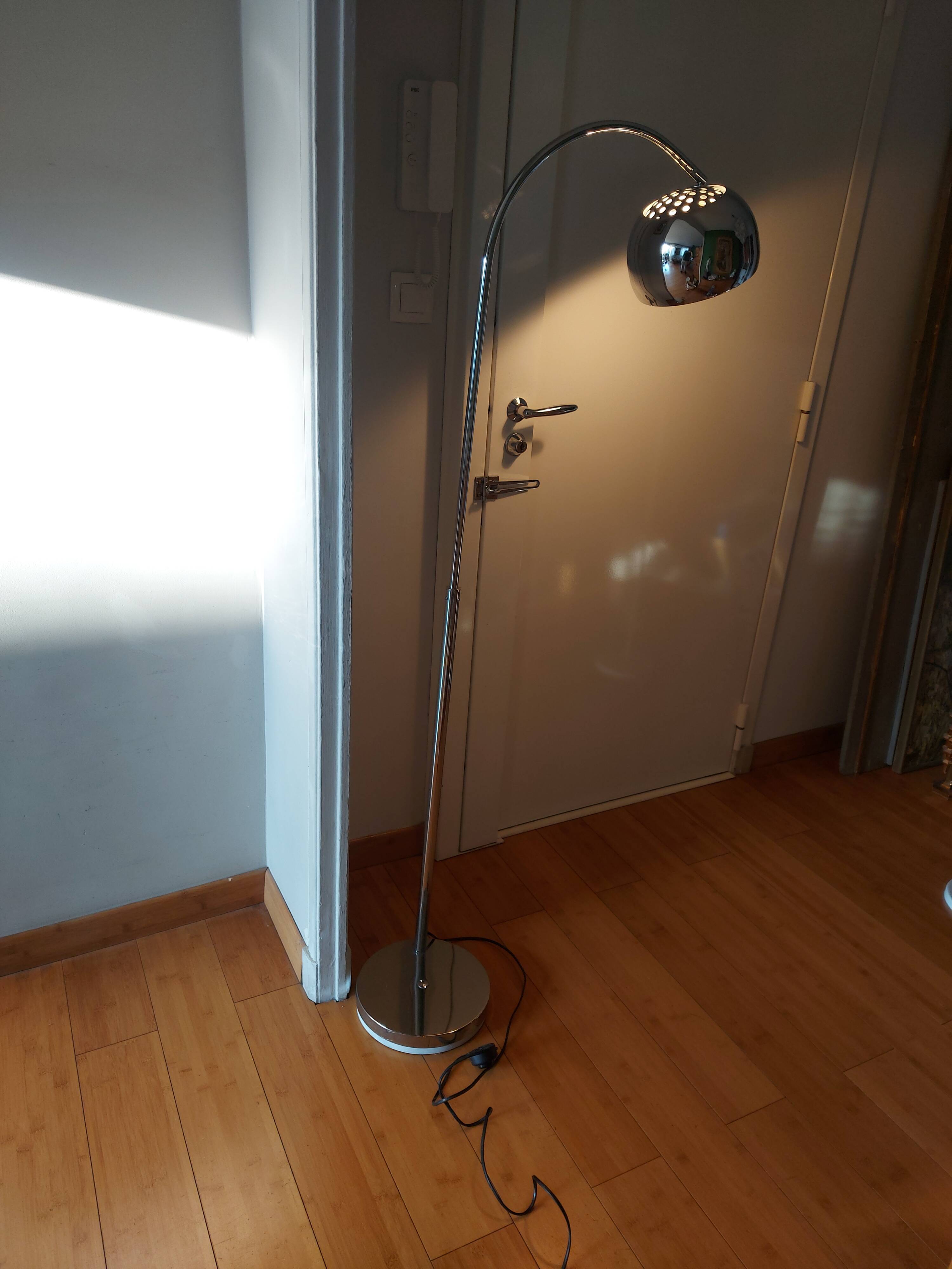Italian chrome floor lamp from the 1970s.
