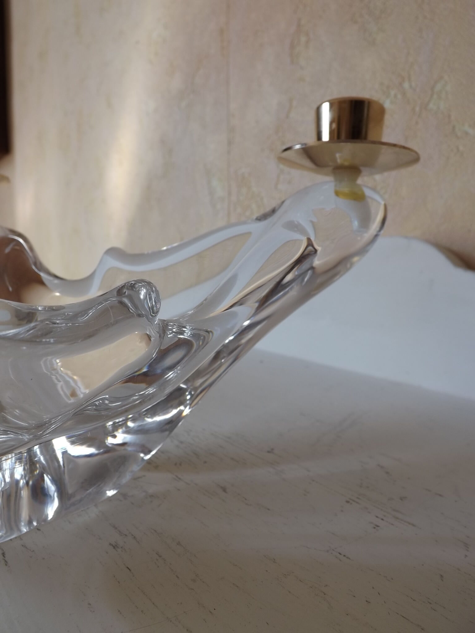 Candlestick in crystal signed Schneider vintage 1970