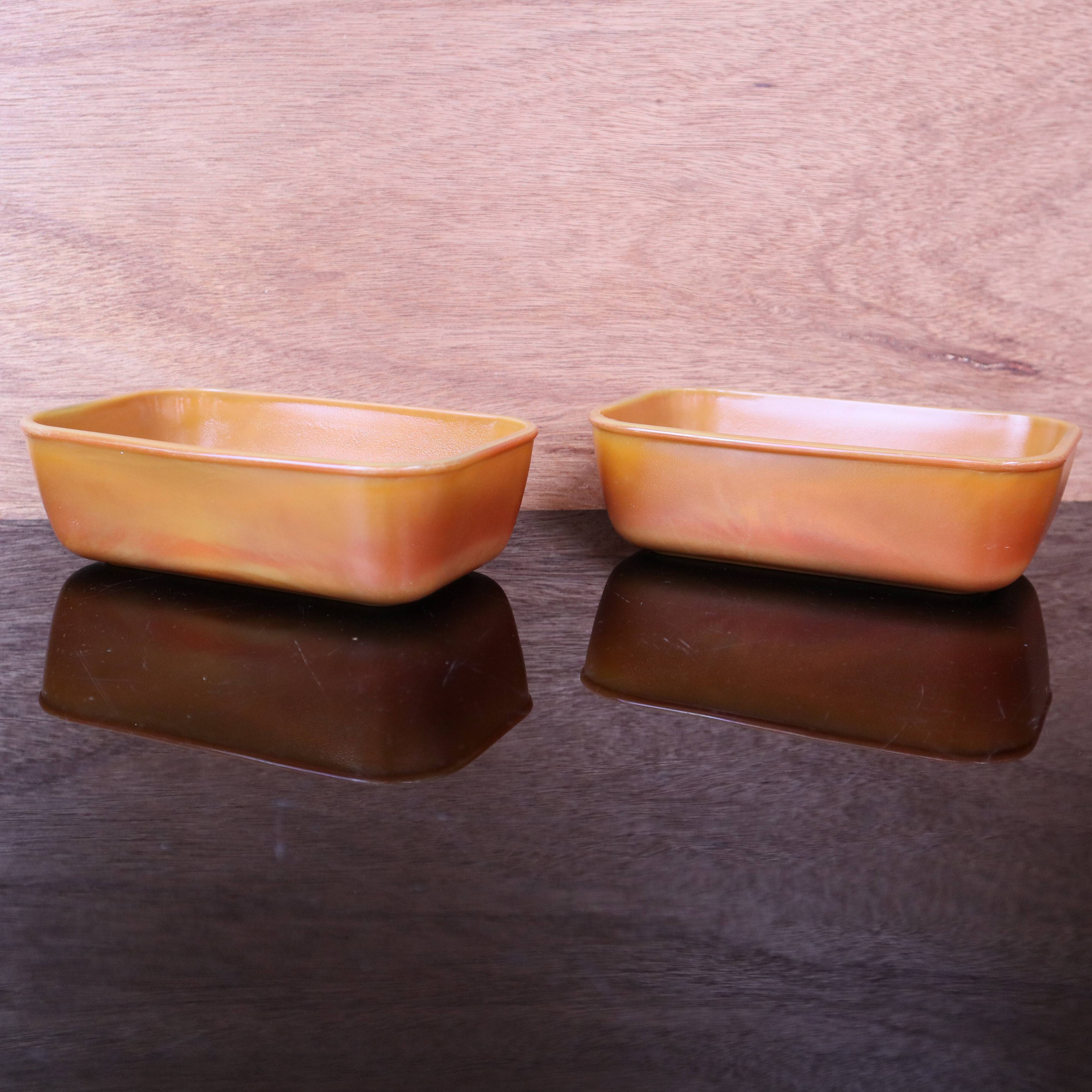 Tempered glass butter dishes Arcopal volcanic 70's