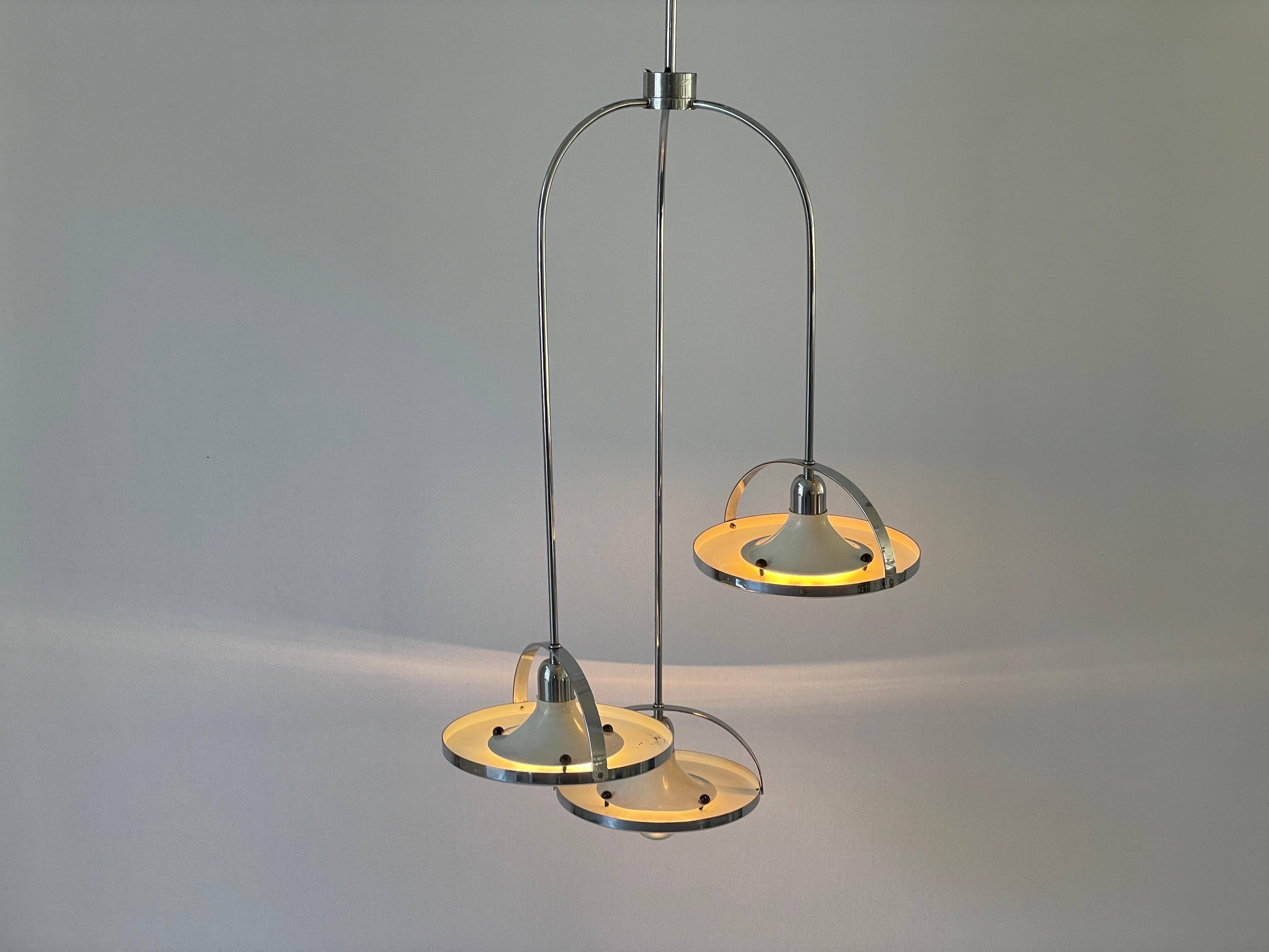 Mid-century modern triple shade ceiling light by Reggiani, 1960s, Italy.