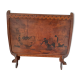 Screen-printed wooden fire pare, 1930s