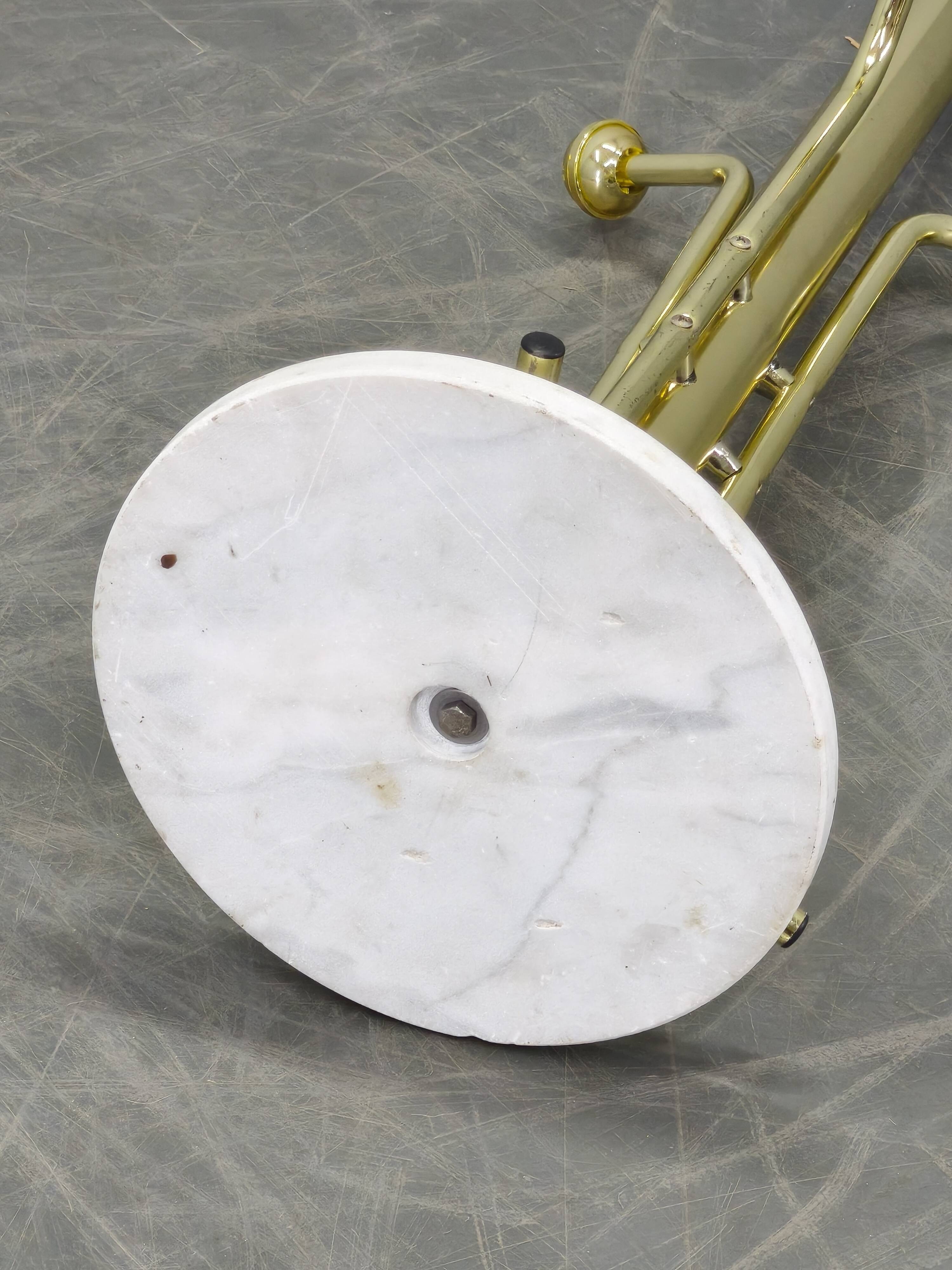 Italian Brass-Plated Coat Rack with Marble Base, 1970s