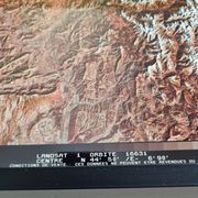 Framed Landsat 1975 satellite photograph, 42 cm