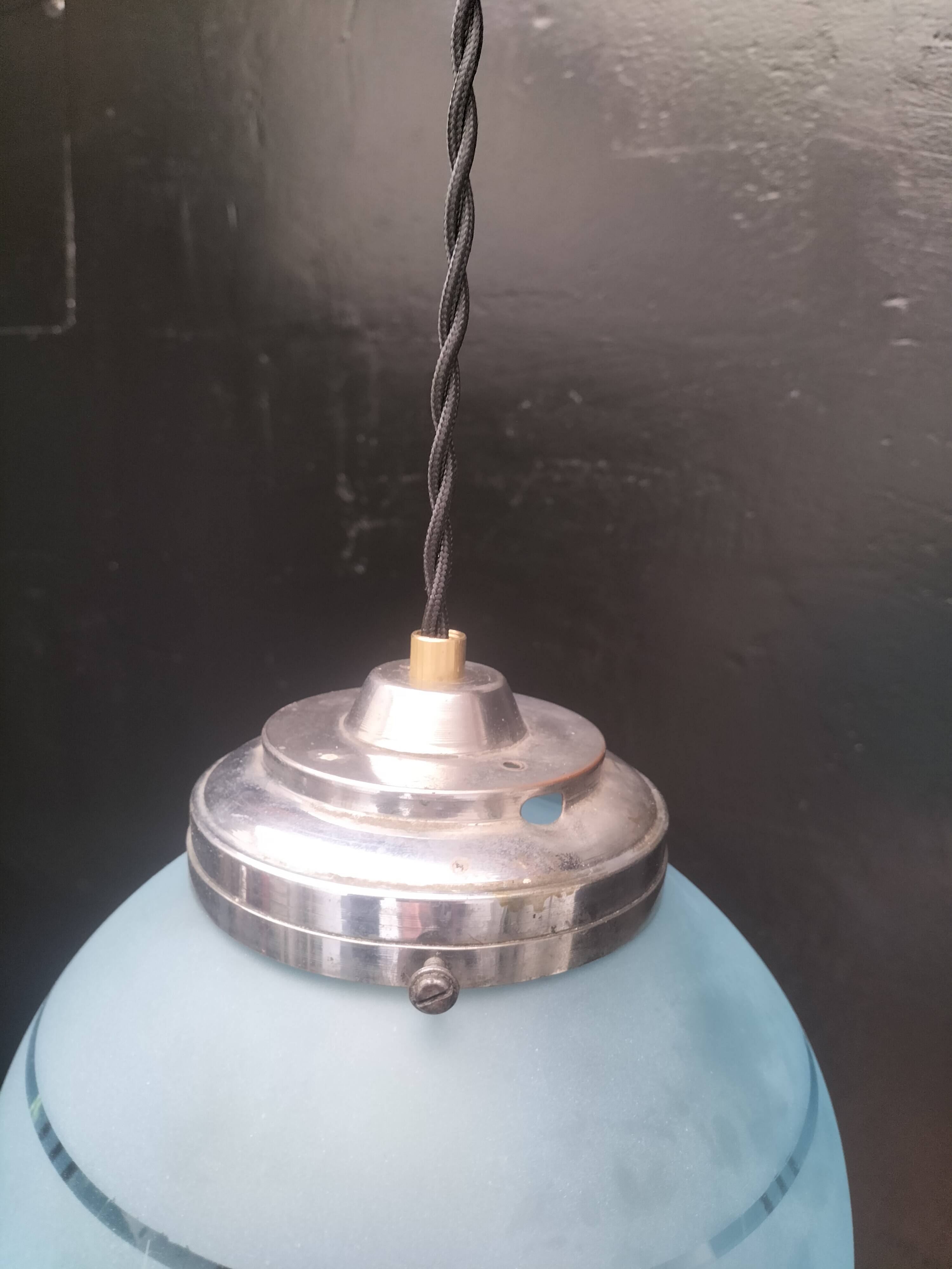 Blue glass ball pendant light