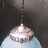 Suspension boule en verre bleuté