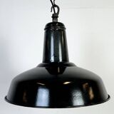 Lampe à suspension industrielle en émail gris foncé français, années 1960