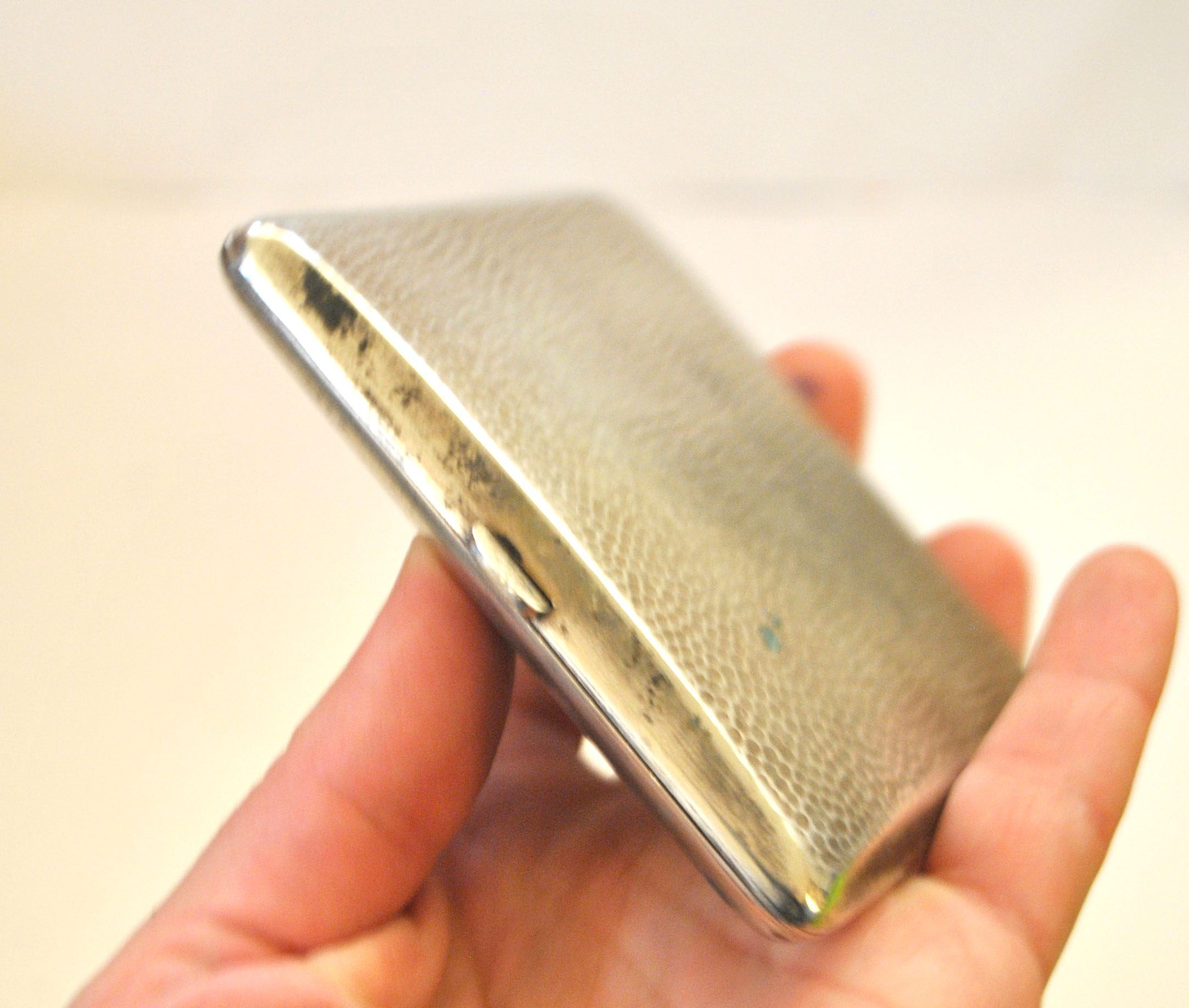 Art Deco cigarette case, alpaca cigarette holder with WS monogram.