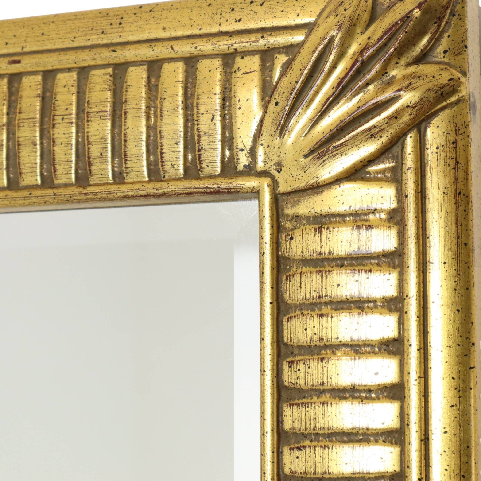 Miroir Deknudt en or Hollywood Regency biseauté 92 cm