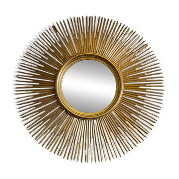 Grand miroir soleil glace biseauté bois doré vers 2010