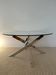 Round Space Age coffee table in chrome steel, glass, with a 70s propeller base.