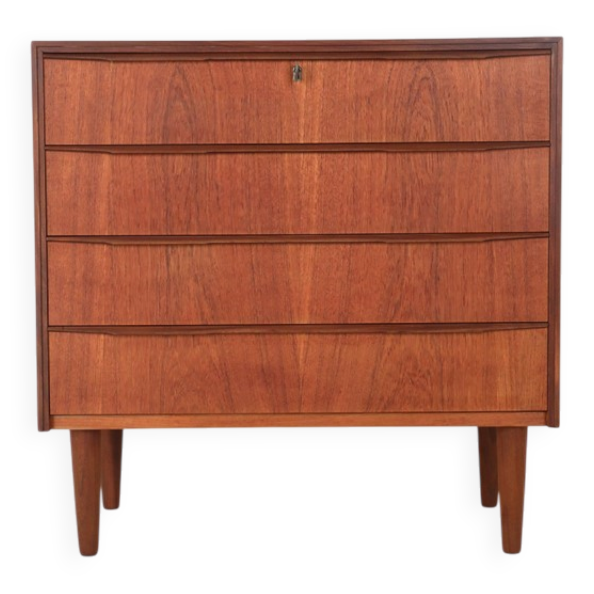 Fully restored mid-century teak dresser with 4 drawers / Danish modern design / 1960s