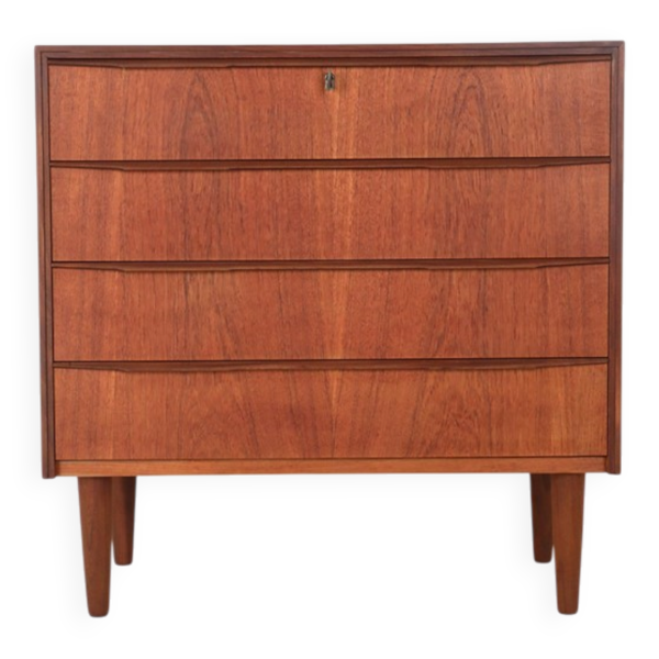 Commode en teck entièrement restaurée des années 60 avec 4 tiroirs / design danois moderne / années 1960