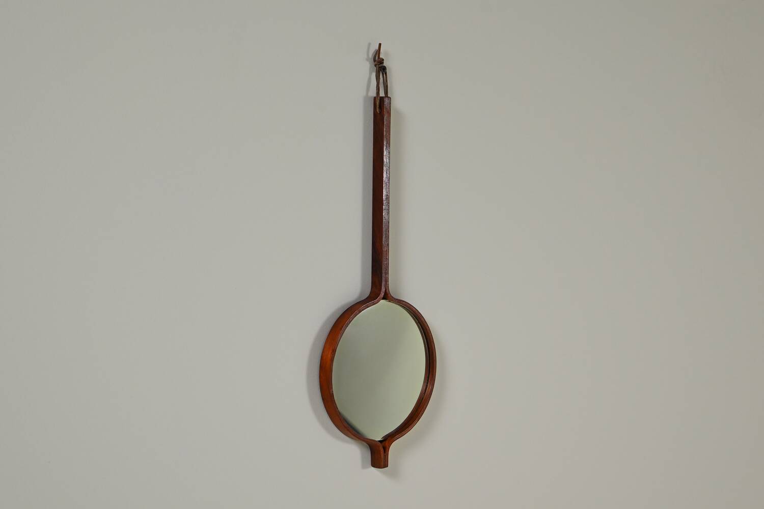 Rosewood hand mirror by Hans-Agne Jakobsson made in Markaryd, 1950s Sweden.