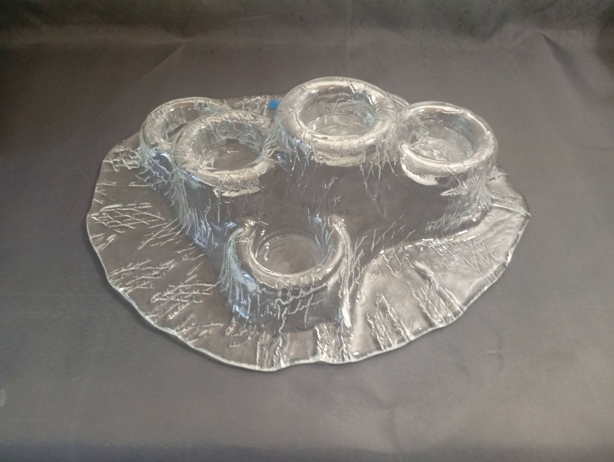 "Volcano" glass candlestick by Pertti Kallioinen for Meri Lasi, Finland