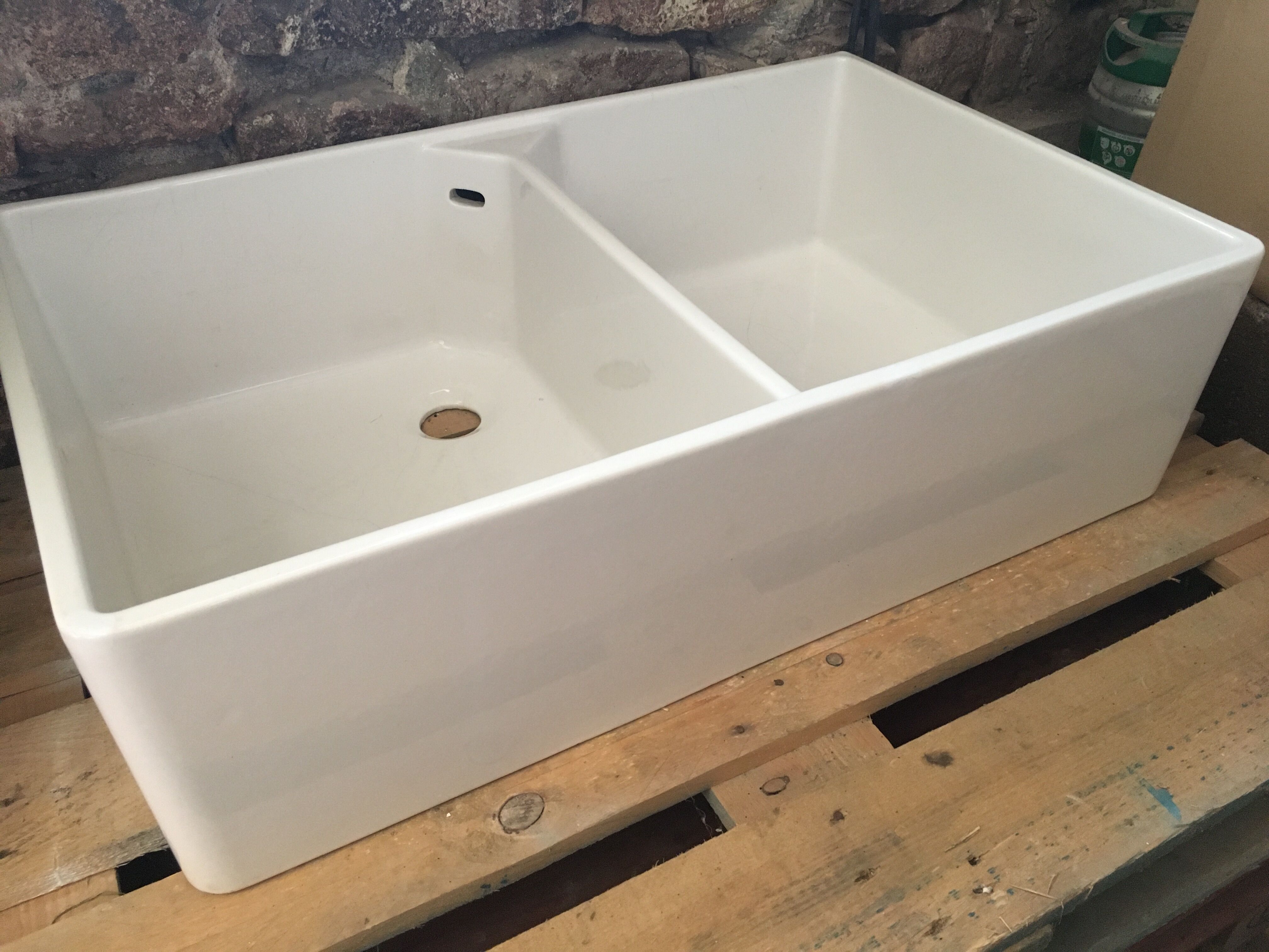 Enamelled stoneware double sink 40
