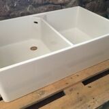 Enamelled stoneware double sink 40