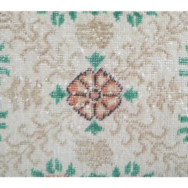 Vintage Turkish Oushak Handmade Wool Rug 111x202
