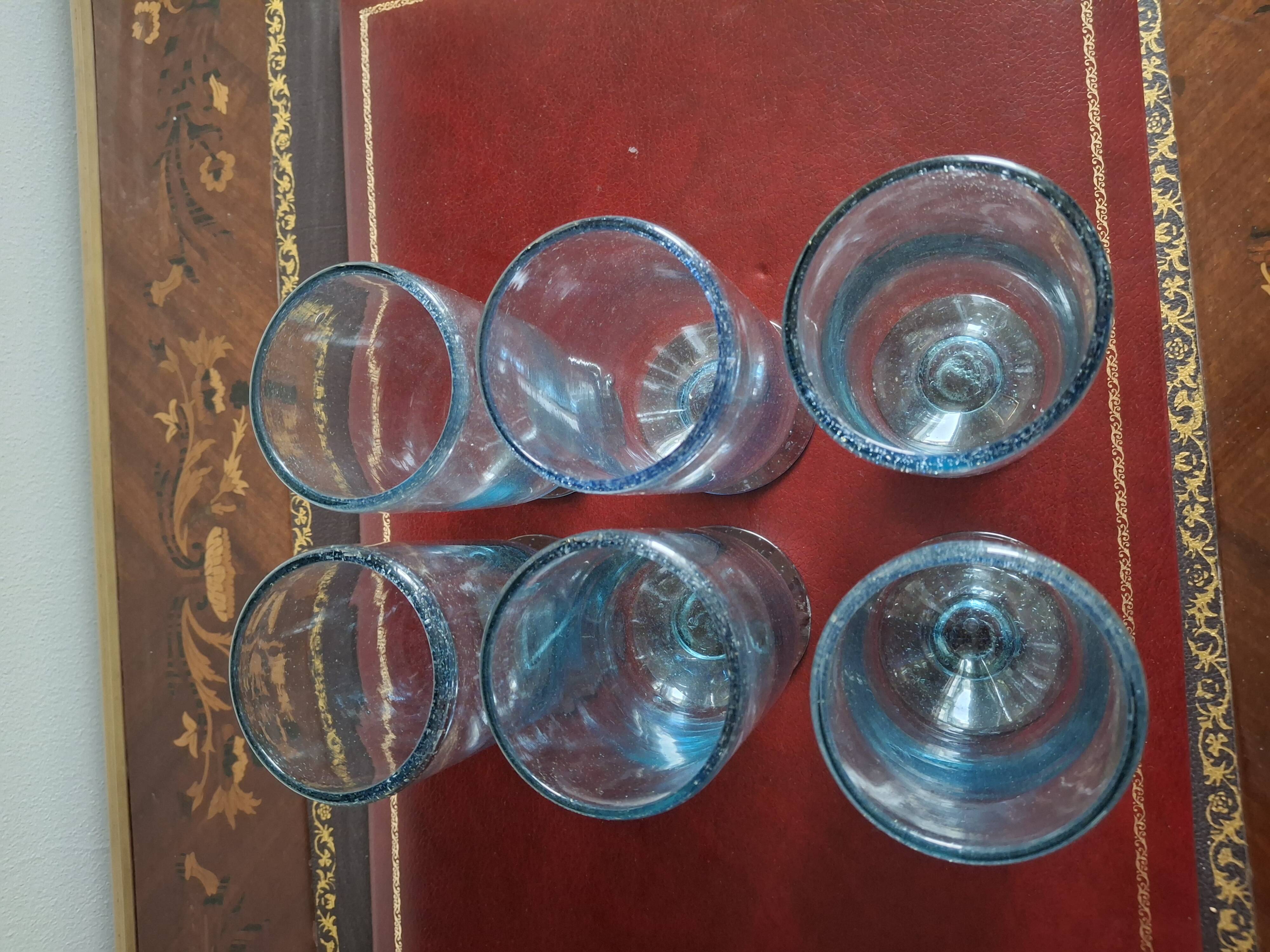 Service à orangeade en verre soufflé bullé