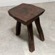 Ensemble table basse et tabourets brutaliste en pin noirci 1960