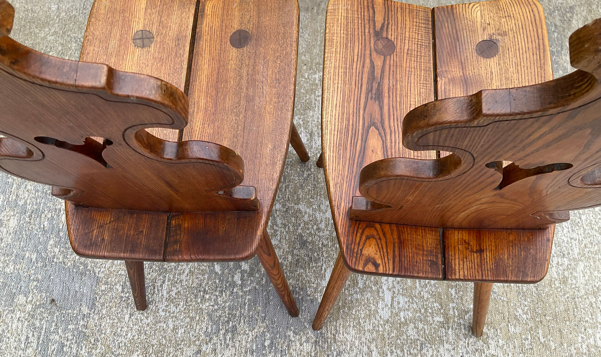 Pair of vintage Tyrolean chairs in solid wood