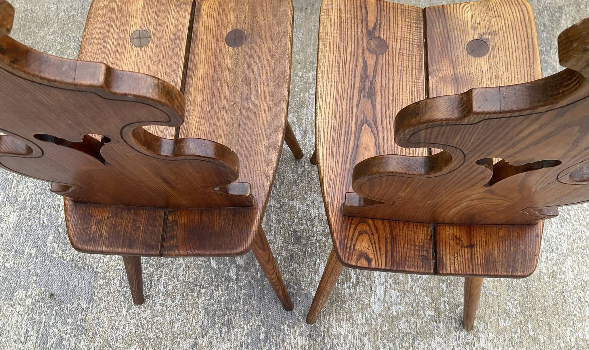 Pair of vintage Tyrolean chairs in solid wood