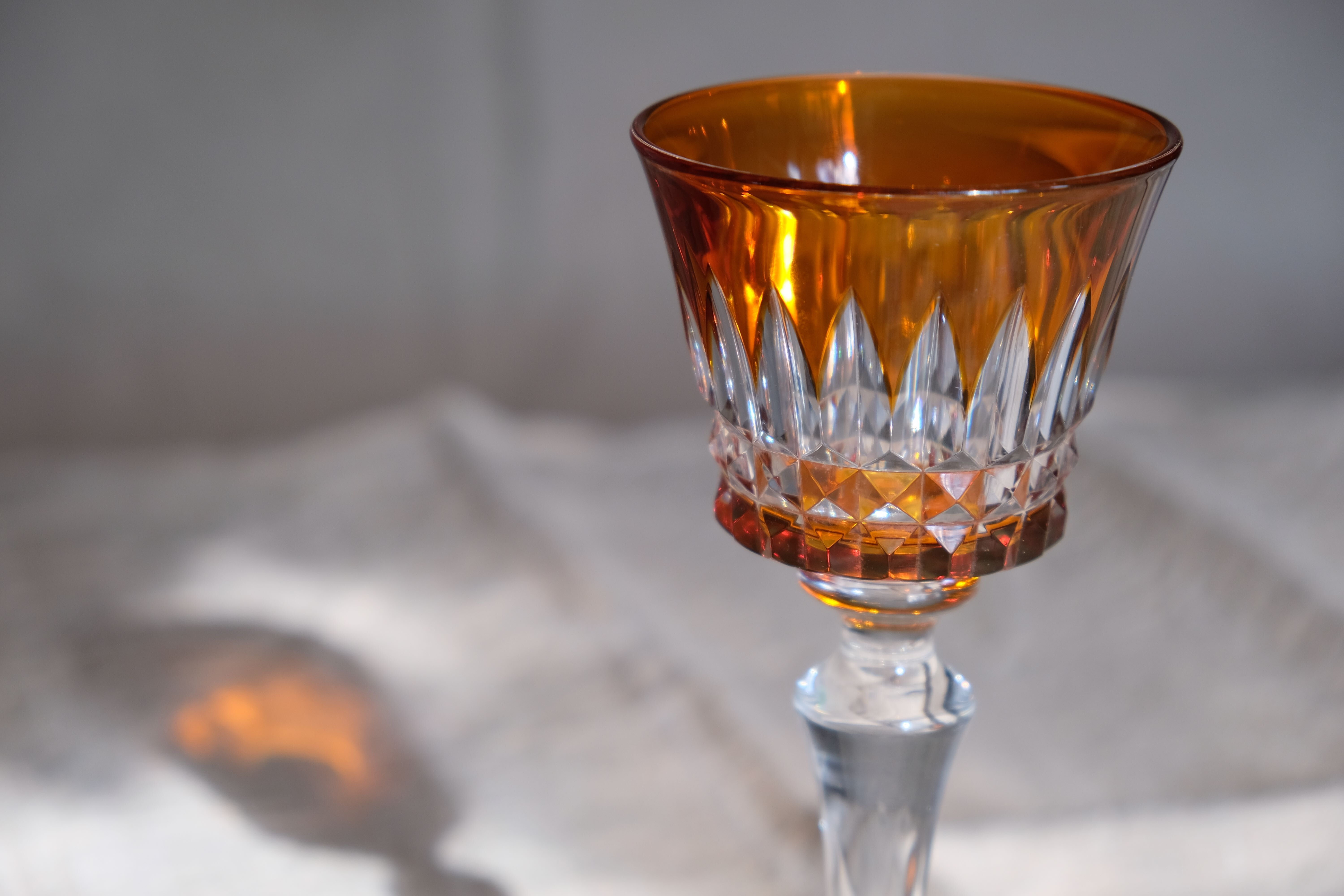 6 Baccarat glasses Piccadilly Model in colored crystal