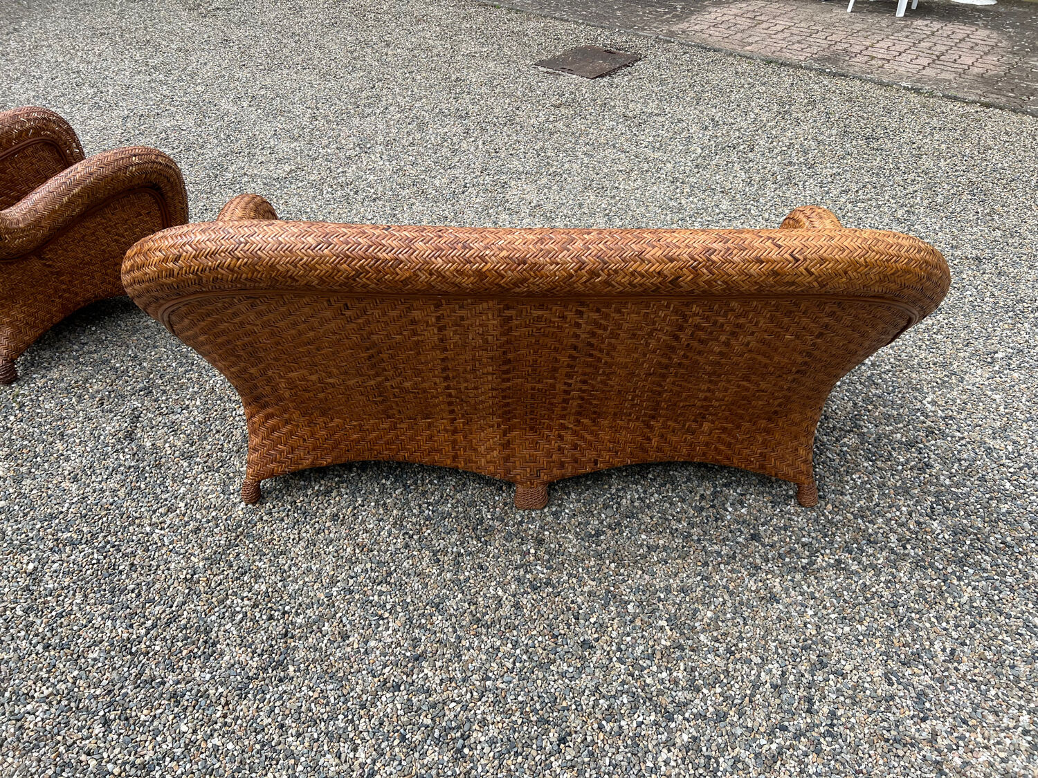 Rattan sofa and armchair