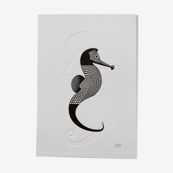 Press engraving duo black seahorse - embossing - format A5