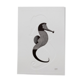 Gravure sous presse duo hippocampe noir - gaufrage - format A5