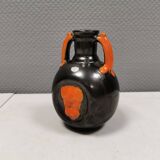 Vase in metallic glaze with orange details, Upsala Ekeby Sweden