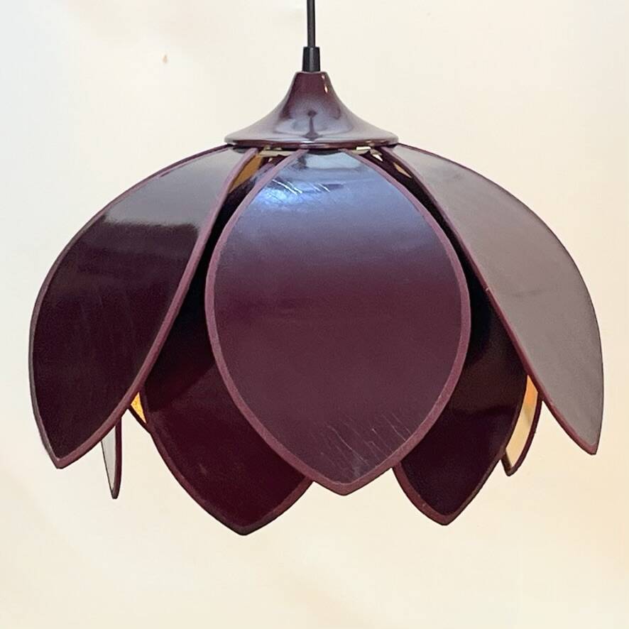 Robert de Schuytener Lotus flower design pendant light, 80s vintage ceiling light