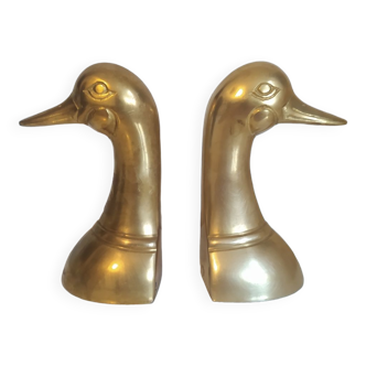 Pair of brass/bronze duck book clamps
