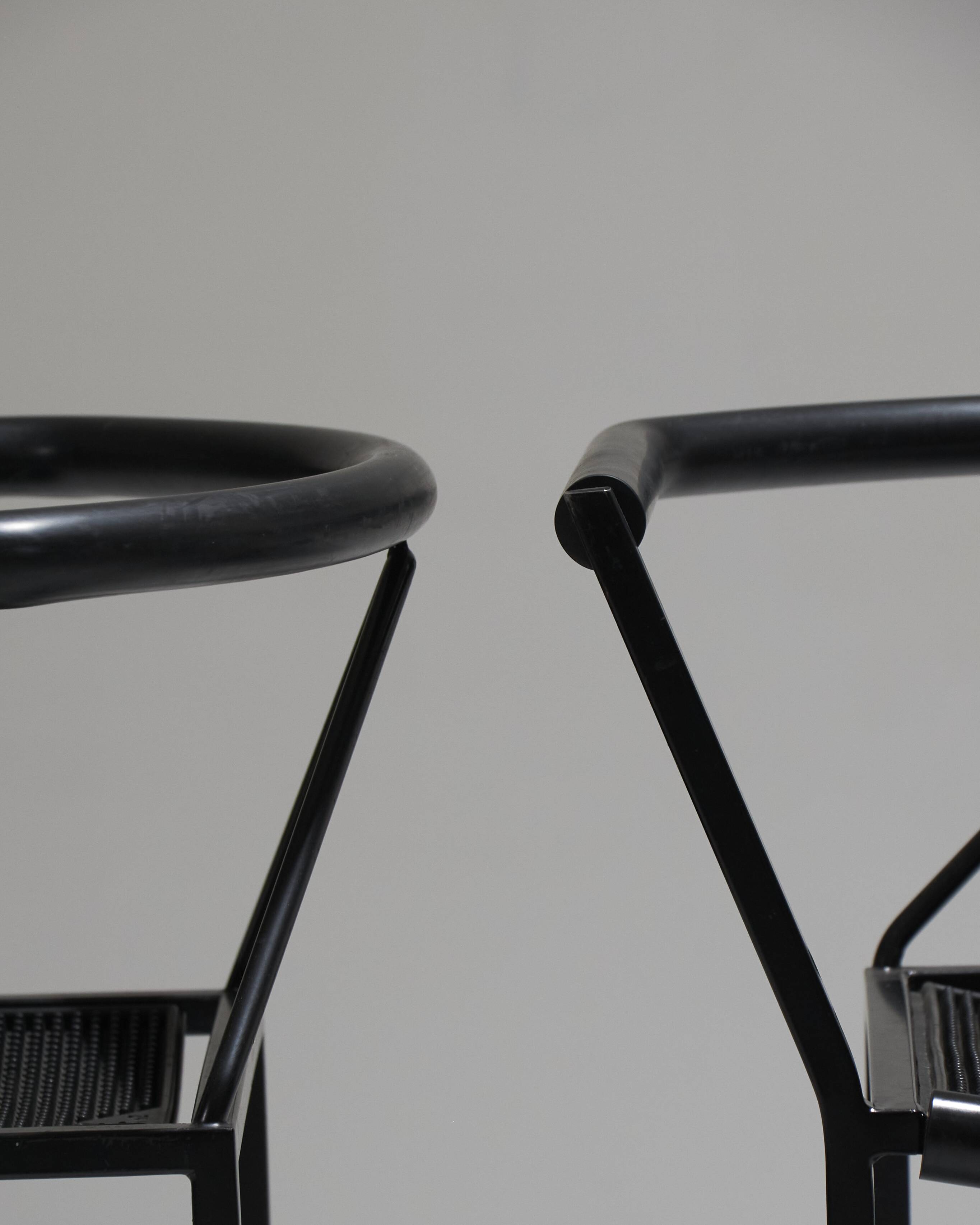 Pair of poltroncina chairs, zeus, maurizio peregalli, 1980s