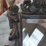 Beveled mirror and carved wood XIX th 27x45cm