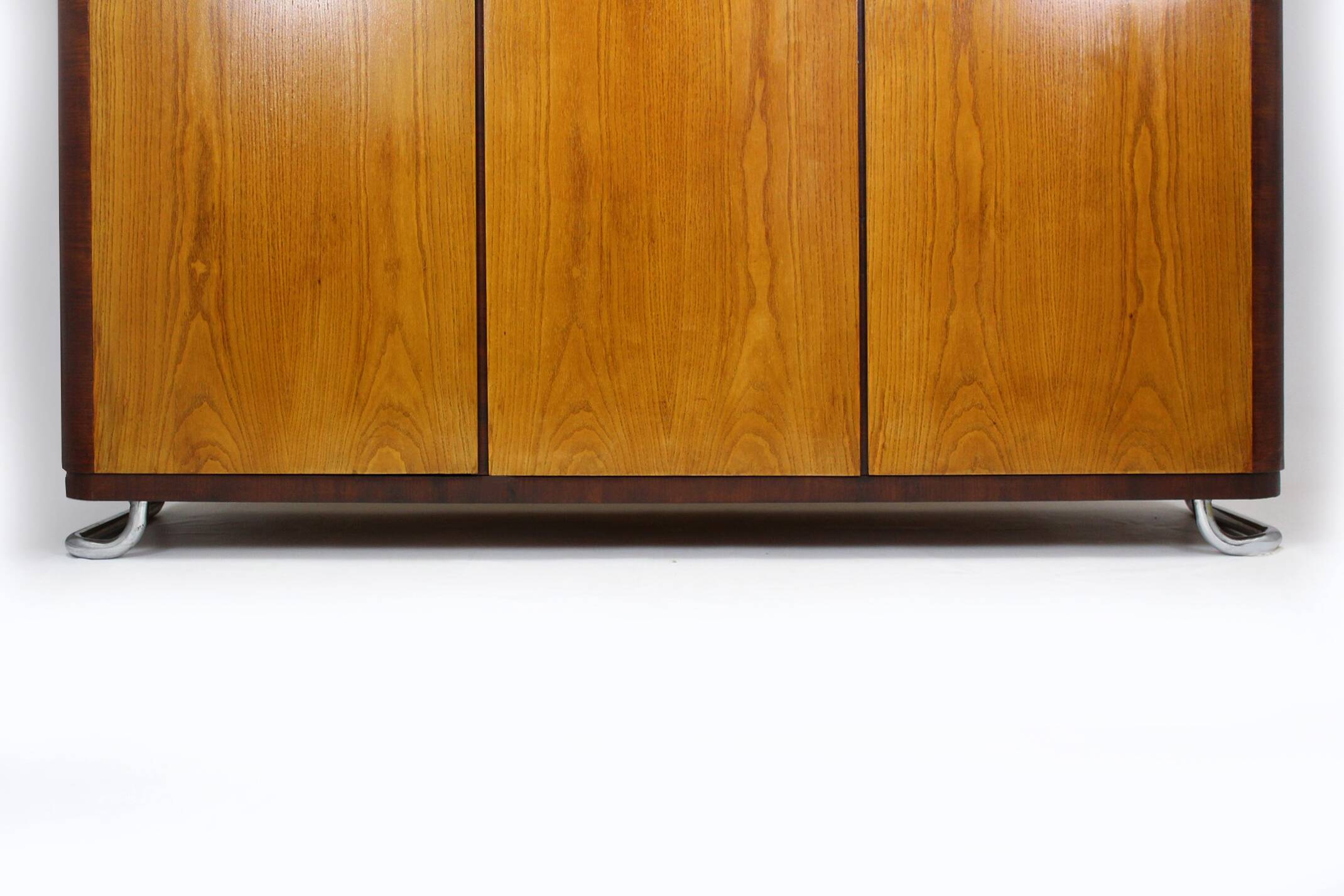 Vintage Bauhaus Chromed Tubular Steel Wardrobe by Hynek Gottwald, 1930s