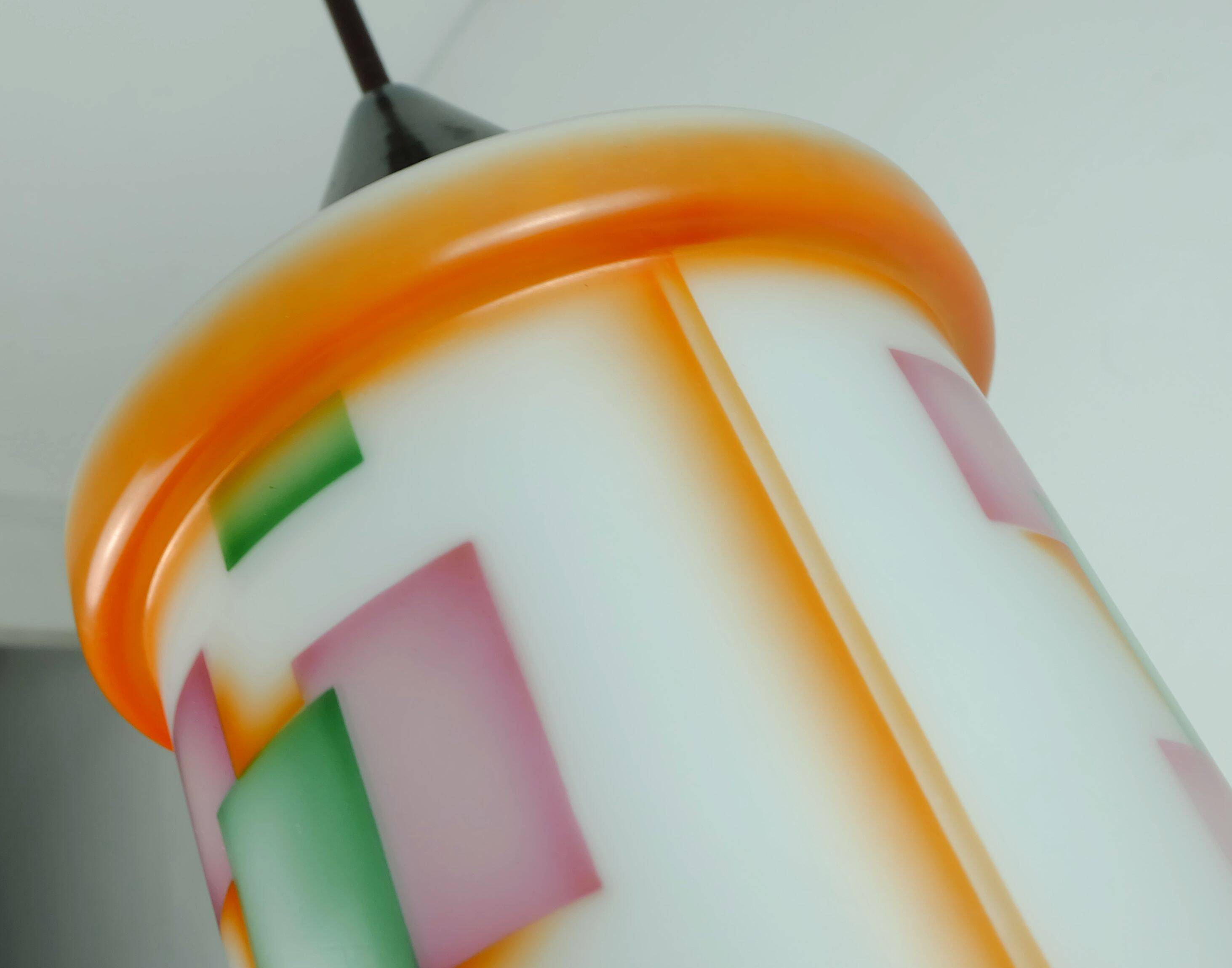 Art déco glass pendant light airbrush 1920s 30s avantgarde design