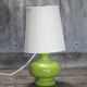 Green glass lamp with vintage shade, table lamp, lamp d