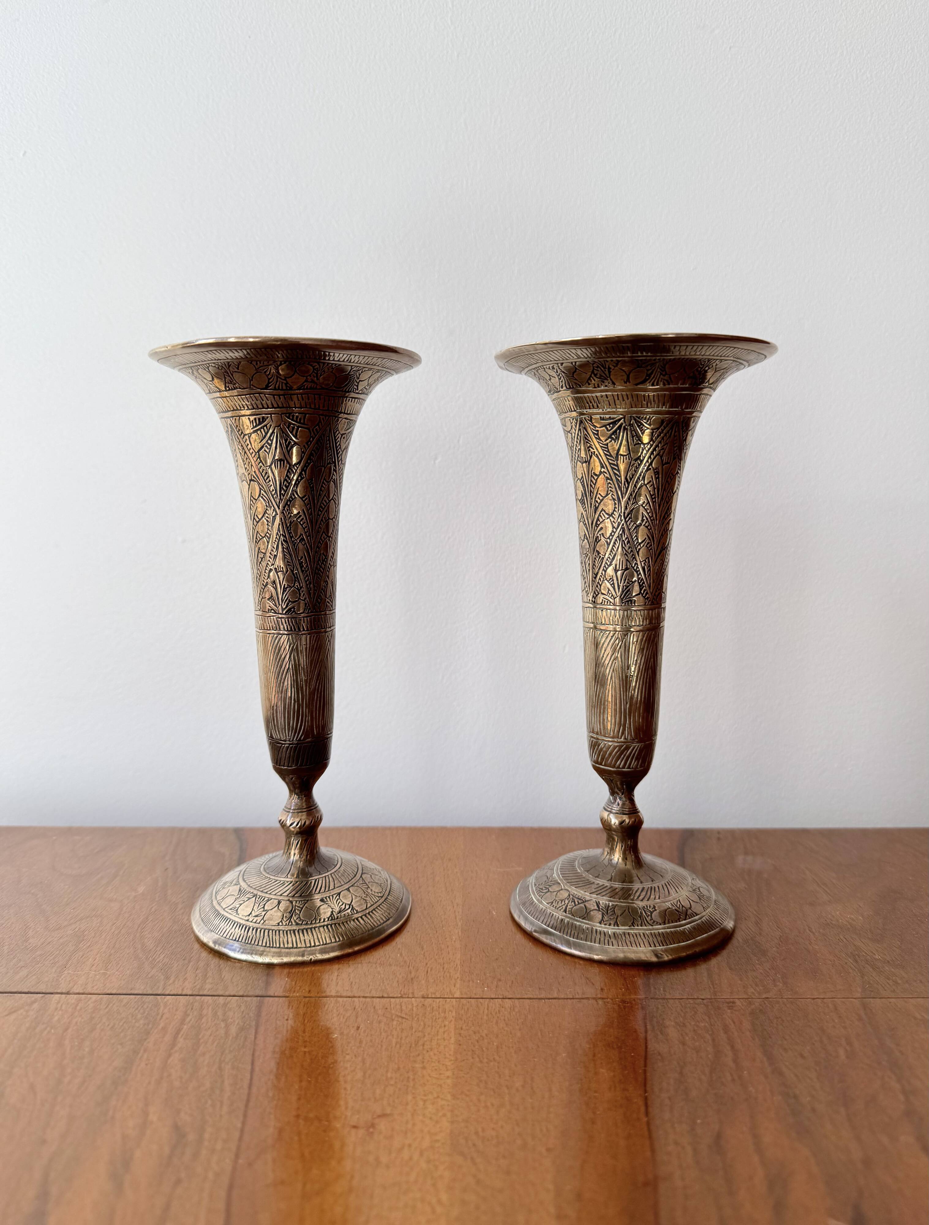 Pair of Decorative Brass Vases