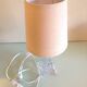 Bedside lamp with glass base and beige fabric lampshade / vintage 60s-70s