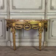 Louis XVI console table in carved and gilded wood, Jura brocatelle marble, 18th century