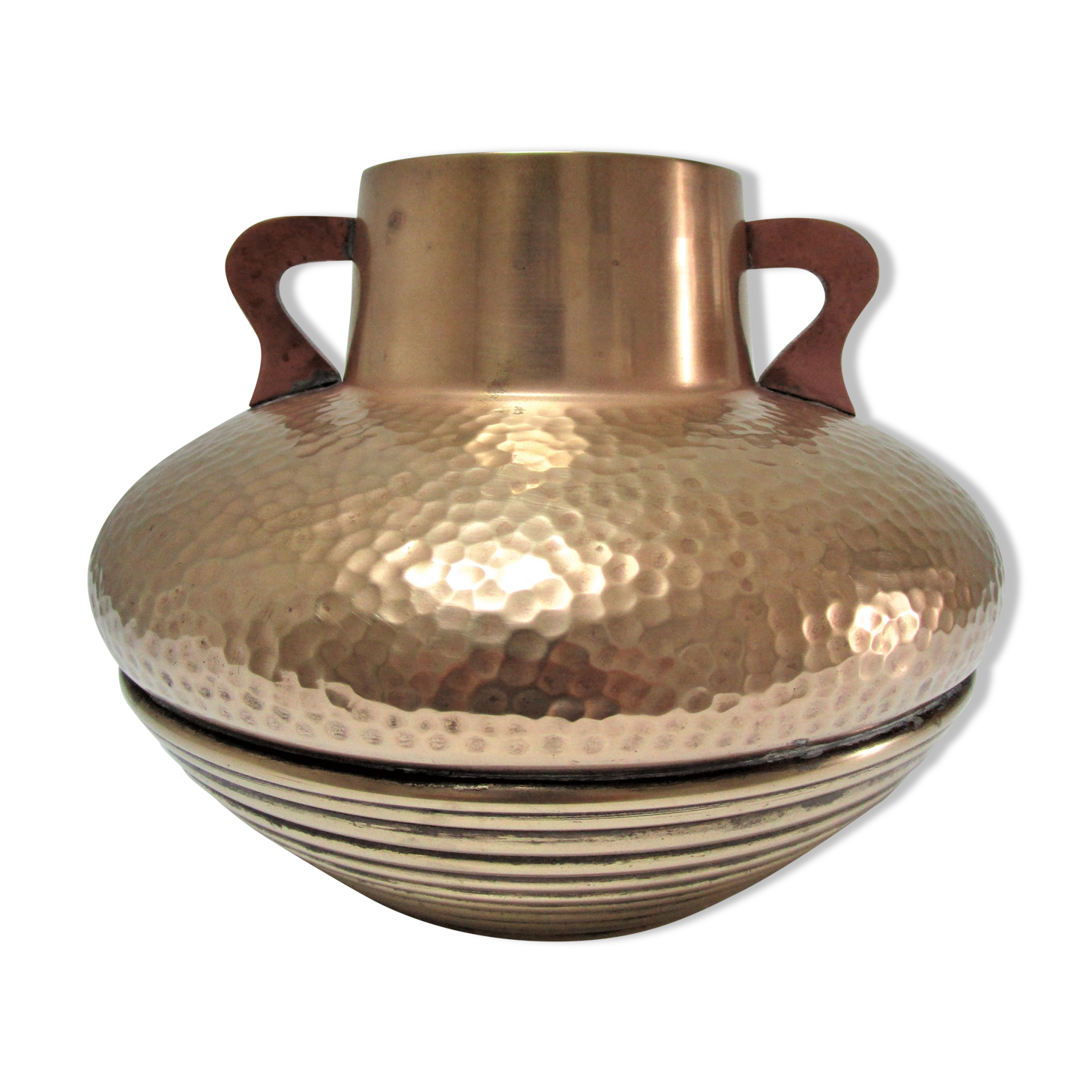 Vase pansu brass patinated vintage art deco style