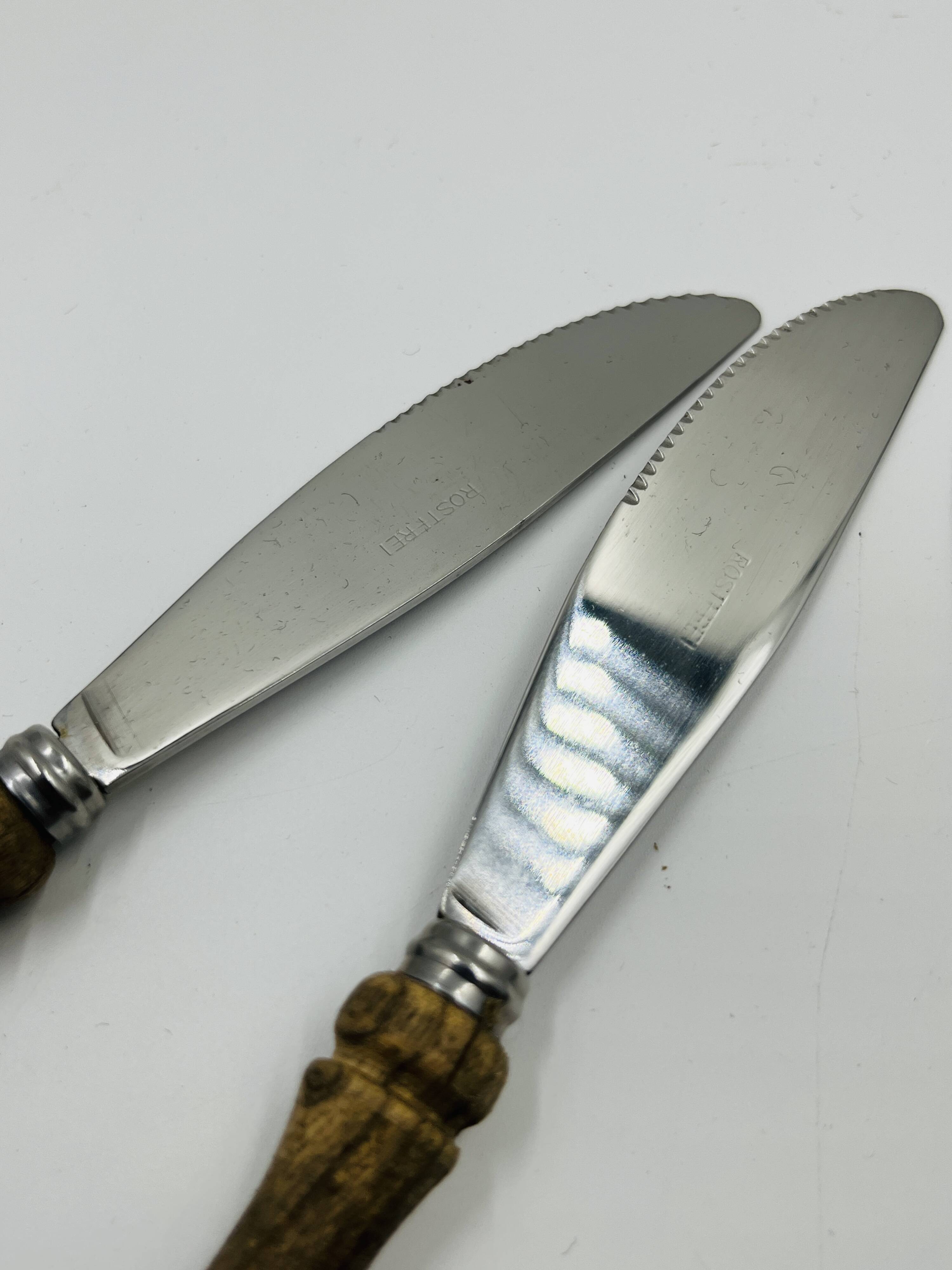 Vintage cutlery set 22 pieces wooden style handles