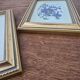 Set of 2 gilded frames under glass – V. Mappin purple flowers – 21.5 x 16.5 cm