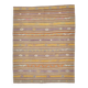 Warm Earth Tones Striped Turkish Kilim Rug, 135x168 Cm